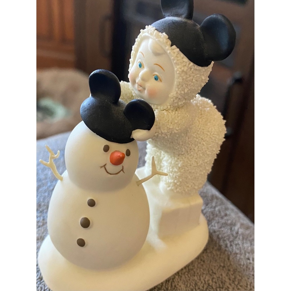 Disney Dept 56 Snow babies Be Like Mickey Too Figurine Mouse Ears Snowman